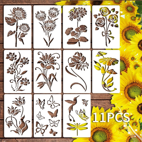 Floral Stencil Set Reusable Large Flower Templates