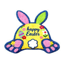Easter Bunny Welcome Mat and Teal Knit Blanket Rug 90cm