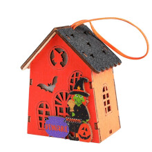 Halloween Mini Wooden Pumpkin Lights Battery Ornament Set