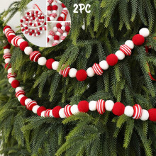 Red and White Christmas Pom Pom Garland 180cm