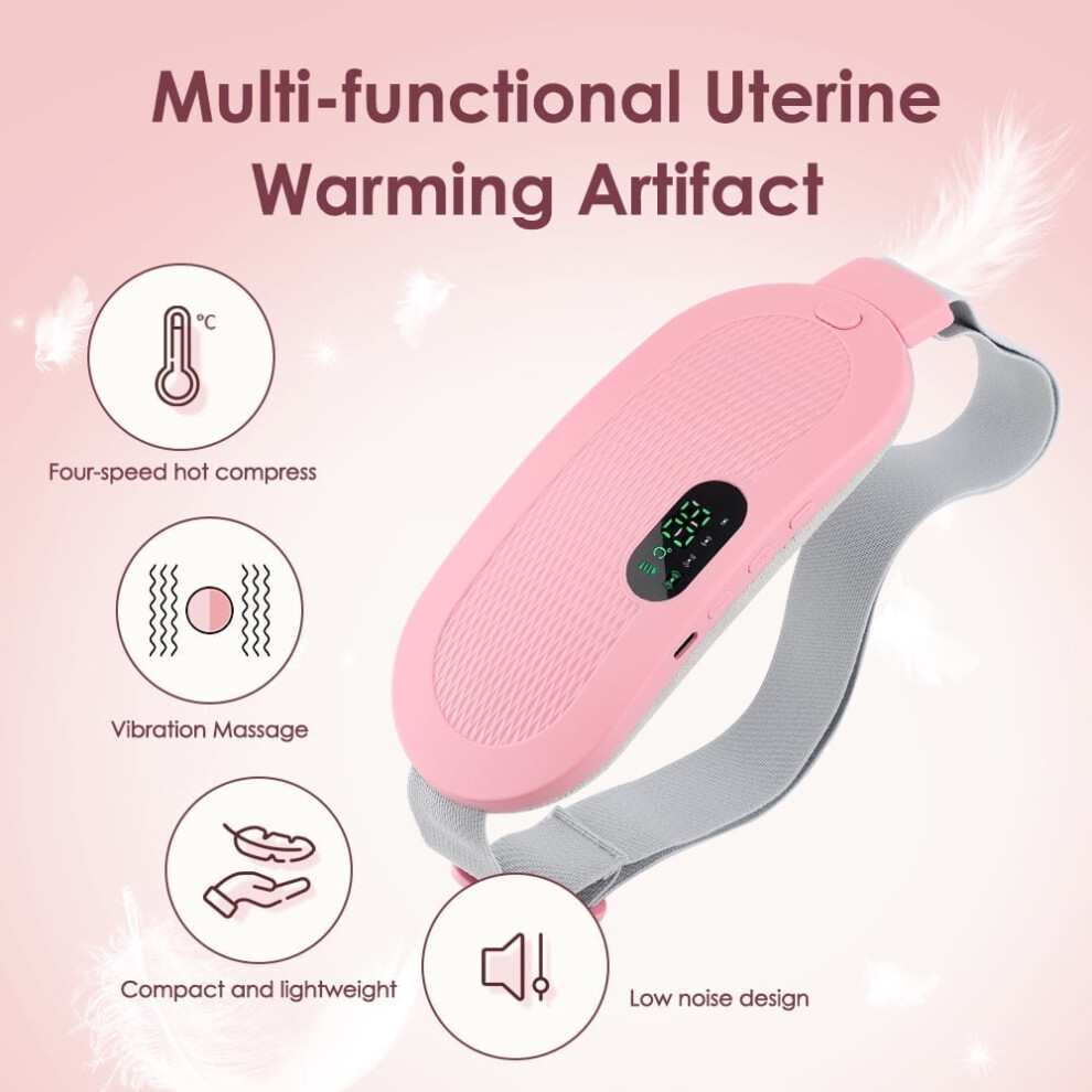 Heating Pad for Period Cramps Pink Belly Wrap Belt with 4