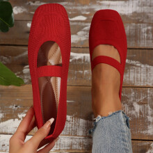 Women's Ballet Flats Breathable Knit Walking Shoes Low Wedge