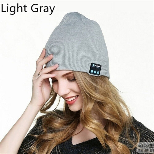 Bonnet Bluetooth sans fil avec micro-haut-parleur gris clair 1