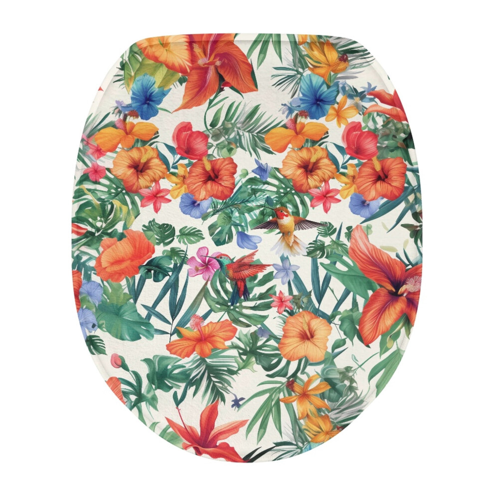 Hummingbird Flower Toilet Lid Cover Soft Elastic Round Or 941560730566