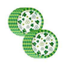 St. Patrick's Day Paper Plates Clover Theme 10 Pack