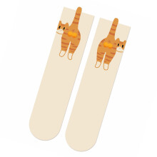 Calcetines de algodón para mujer con estampado de gato de dibujos animados, hasta la mitad de la pantorrilla.