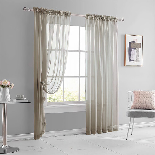 Sheer Linen Textured Voile Curtains 1 Panel