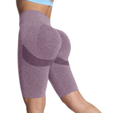 Pantaloni scurți de yoga cu talie înaltă, fără cusături, pentru femei, cu aspect de abdomen