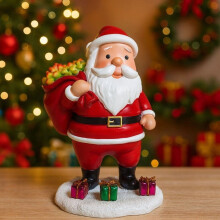 Santa Claus LED Lantern Resin Figurine 1 Piece