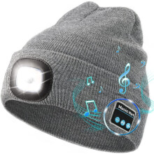 Morttic Bluetooth beanie with headlight and mic, grey