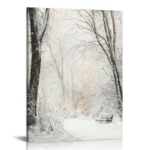 Winter Canvas Wall Art Snowing Forest Snow Scenery Picture Print Forest Path Art Poster Cold Nature Landscape Painting 12x16 in