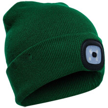 LED-Mütze, USB-aufladbar, 4 LEDs, warm gestrickt, Winter