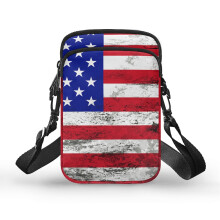 Bolso bandolera con la bandera estadounidense, correa ajustable, 2 capas.
