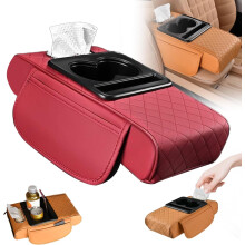 PU Leather Car Armrest Box Mat 5-in-1 Center Console Cover