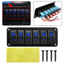 RANMEI LED Rocker Switch Panel Heavy Duty 6 Gang