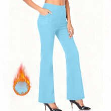 Women's Solid Fleece-Lined Yoga Pants Athletic Casual