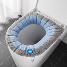 Thickened Toilet Seat Cushion with Handle, Washable Knitted, Soft/Warm/Breathable, High Elasticity, Fits Round/Rectangular/U-Shaped Seats, Easy