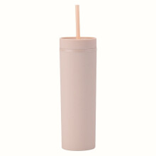 16oz Slim Double-Wall Plastic Tumbler Cup with Lid, 450ML Reusable Travel Mug for Water/Coffee – Compatible with Standard Bottle Holders