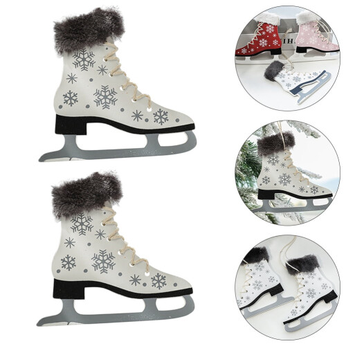 Ice Skate Pendant Decoration for Christmas Tree White Gray