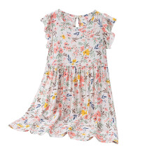 Girls floral print summer dress with cap sleeves