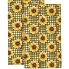 Sunflower Hand Towels Set of 2 14x28 in Soft Absorbent