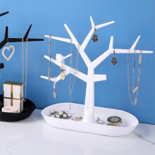 Tree and Deer Jewelry Holder – Wooden Display Rack for