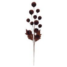 Velvet Christmas Tree Ornaments Ball Topper with Curly Stem