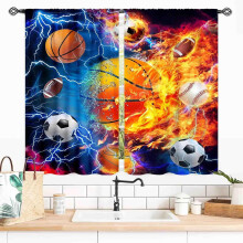 Basketball Curtains Blue 2 Panels 55x39 inch