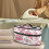 Sac de rangement en fer rose avec fermeture éclair et poignée 2