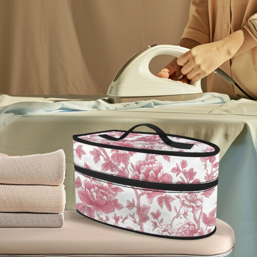 Sac de rangement en fer rose avec fermeture éclair et poignée 1