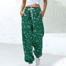 Women's Printed Drawstring Jogger Pants Color Blocked