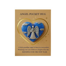 Pocket Hug Heart Stone Token Deep Blue Gold Card