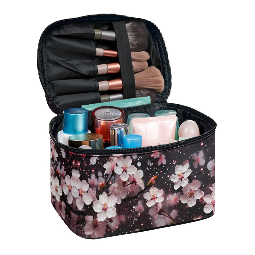 Cherry Blossom Makeup Brush Holder Travel Cosmetic Bag