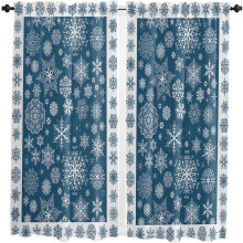 Blue Christmas Kitchen Curtains 2 Panels 42x63 Snowflake