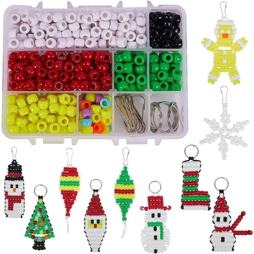 Christmas Bead Pets Kit 8mm Pony Beads 10PCS with Key Ring