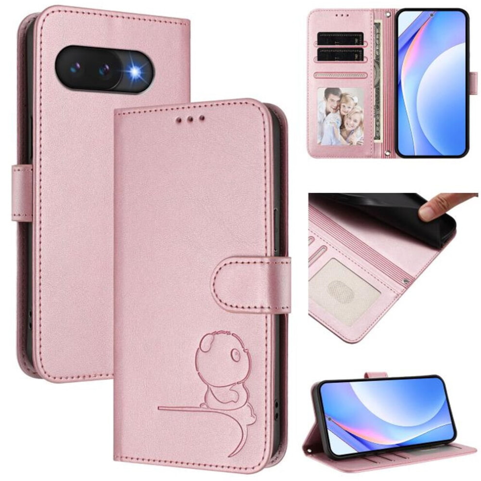 Panda Embossed Leather Phone Case For Google Pixel 9A Pink 968604640476