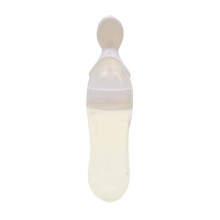 Silicone Baby Food Spoon with Storage Bag and Cover White