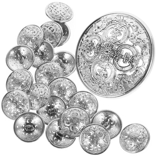 Sweater Buttons Silver Metal Round 20 pcs 2