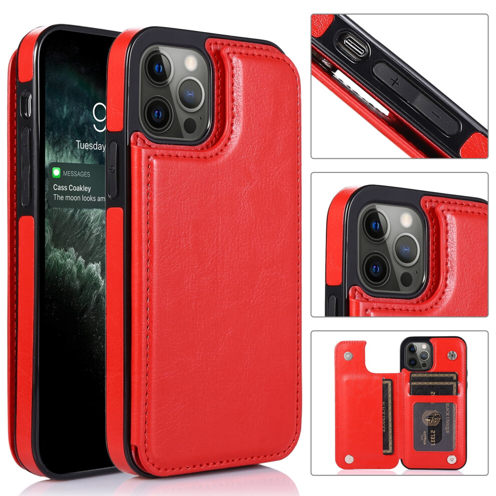 Iphone 14 Pro Max Wallet Case Pu Leather 6.7 Inch Red 9023022305268