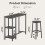 Bar Table Set with Storage Shelves Black 3-Piece 3