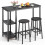 Bar Table Set with Storage Shelves Black 3-Piece 5