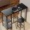 Bar Table Set with Storage Shelves Black 3-Piece 8