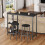 Bar Table Set with Storage Shelves Black 3-Piece 7