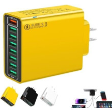 8-in-1 Waterproof USB Fast Charger Station, 8-Port Desktop Charging Hub for Home/Office, Compatible with iPhone & Android