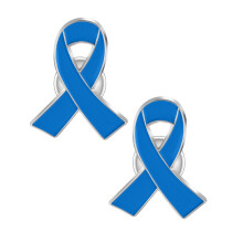 Cancer Awareness Ribbon Pin Heart-Shaped 2PC