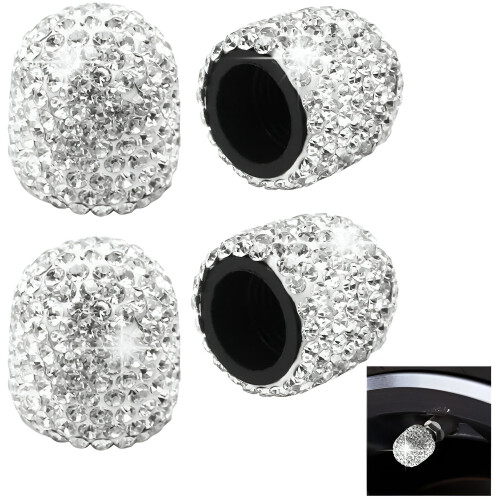 Rhinestone Valve Stem Caps Universal Fit 4-Piece