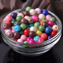 Solid Color Coated Round Glass Loose Spacer Beads for Jewelry Making 4mm 6mm 8mm-Random Mixed-6mm (100pcs)