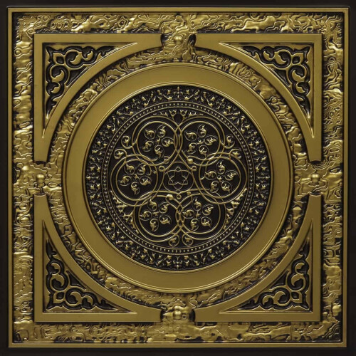 Steampunk Ceiling Tile PVC Antique Brass 2 ft x 2 ft 25