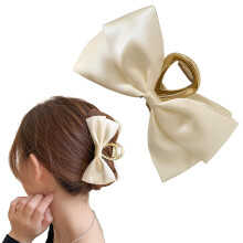 Satin-Schleifen-Haarspange, Khaki, Größe L, für Damen und Mädchen