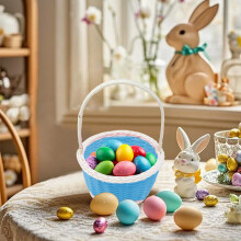Easter Mini Basket Blue Plastic Woven Basket